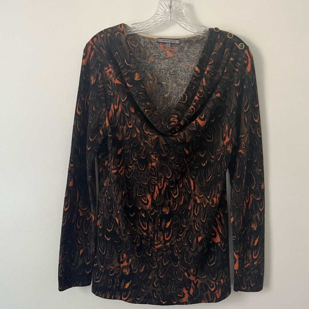 Anne Klein 100% Cashmere Y2K Cowl Abstract Art To Wear Cowl Knit Sweater Medium